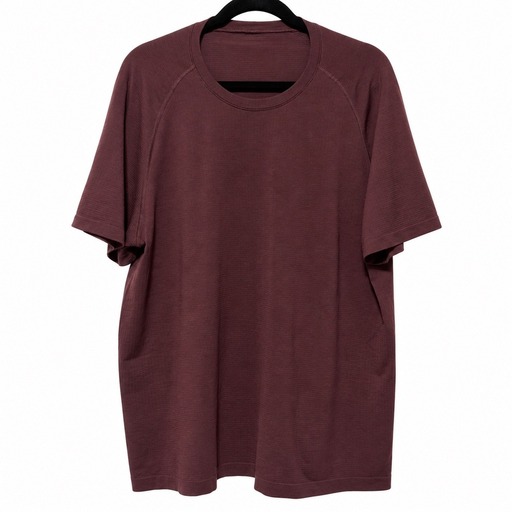 Lululemon Metal Vent Tech Short Sleeve Shirt Maroon Burgundy Mens XXL